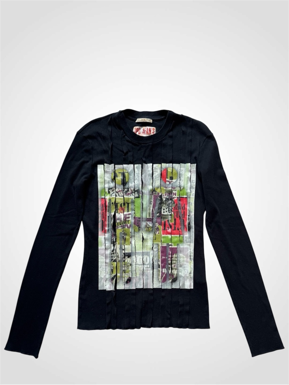 VNTG! Jean Paul Gaultier JPG Jean’s Donna Black Cotton Long Sleeve Top Size M - Picture 2 of 8